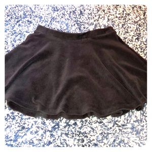 Black velvet mini skirt